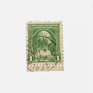 Washington green 1 cent Stamp 1732-1932 East Facing Rare PA May 4 1933 Cancelled